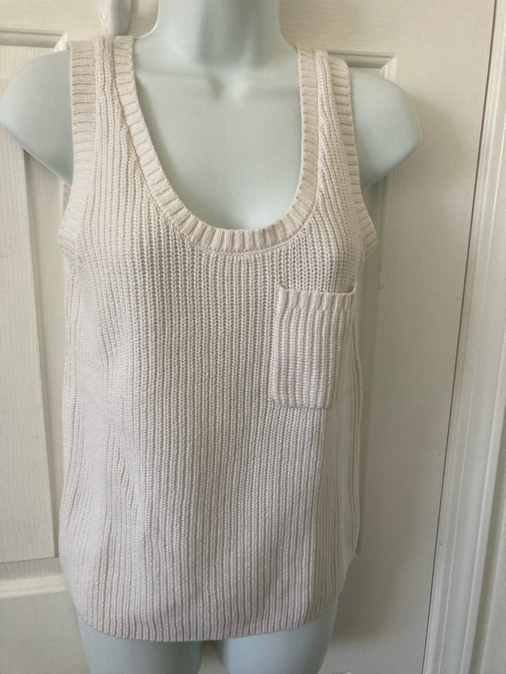 LOFT Cream Ribbed Knit Sweater Tank